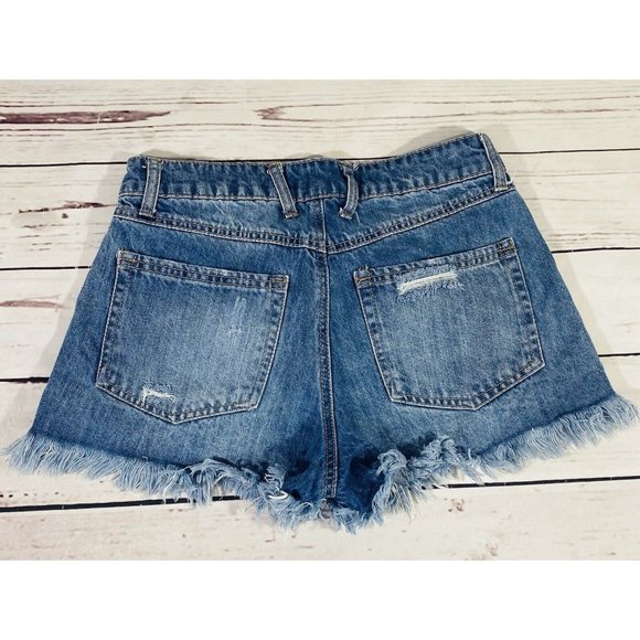 Vanilla Star Womens Jean Shorts Size 5 Raw Frayed Hem Distressed Festival Denim - Picture 2 of 9